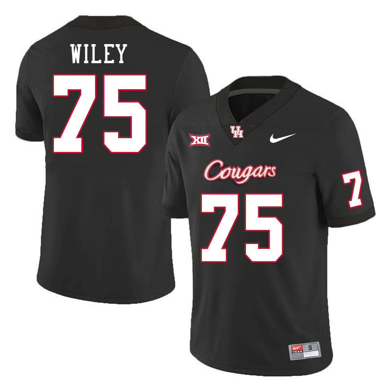 Men #75 Jake Wiley Houston Cougars College Football Jerseys Stitched-Black